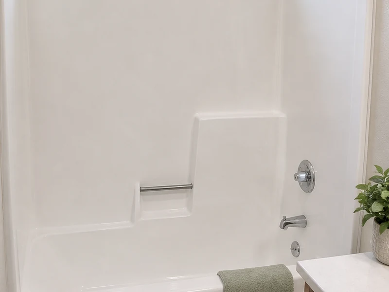 Same Northgate fiberglass tub after refinishing to an even glossy white finish, Concord, CA
